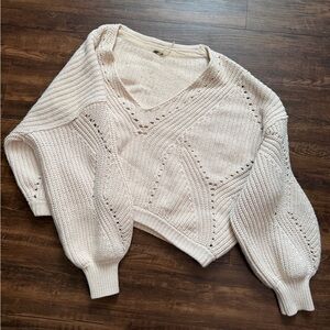 Free People Cream Knit Sweater